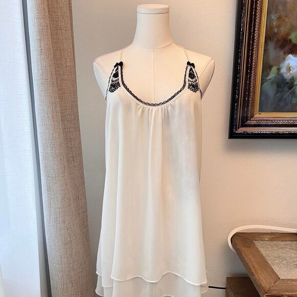 In Bloom by Jonquil Ivory Slip Dress – Lace Trim Nightgown - Size Small - Picture 1 of 8